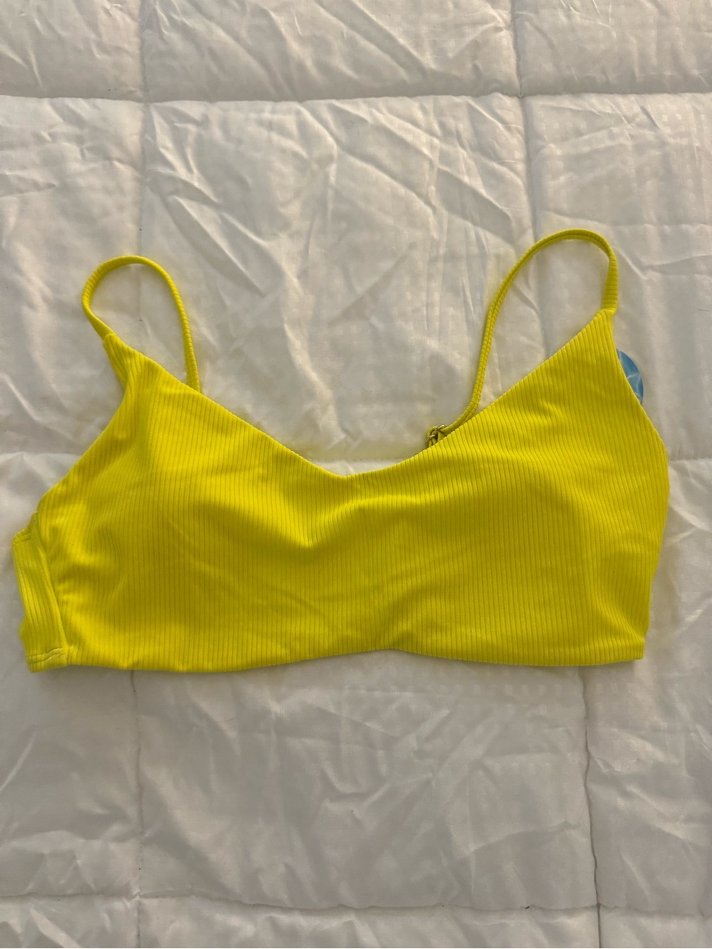 Neon Yellow Ribbed Two-Piece Bikini Set Size Small - Picture 6 of 7